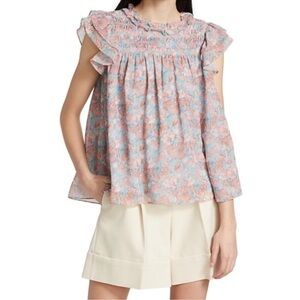 En Saison Adelina floral smocked flutter top